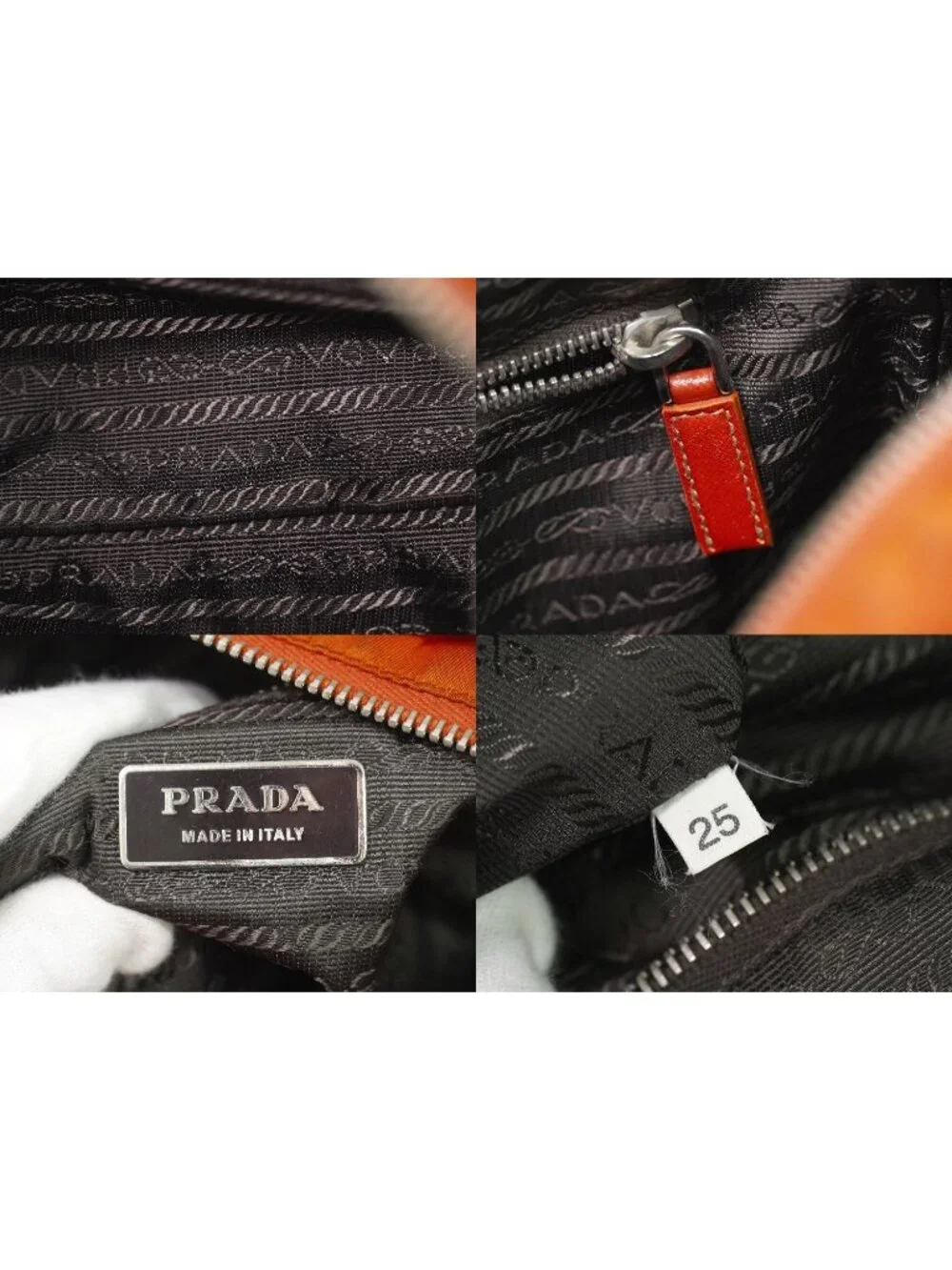 Prada Nylon Shoulder Bag Pochette Orange